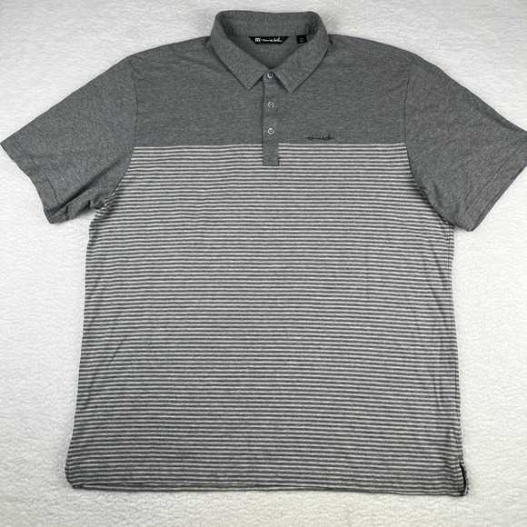 TRAVIS MATHEW Polo Shirt Men 2XL Gray Cotton Modal Stretch Golf Performance Logo - Picture 2 of 11